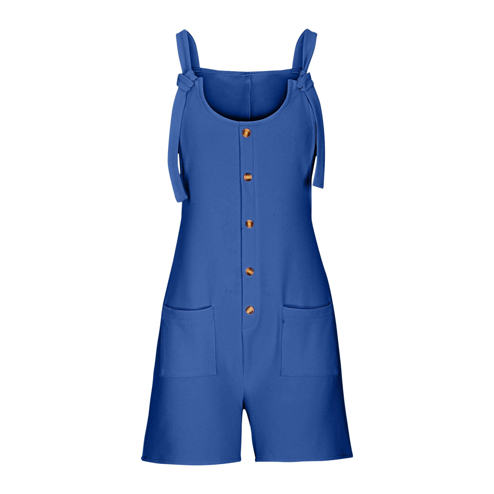 thumbnail image 5 of Mono corto de verano informal con botones para mujer - Poliéster, sin mangas, pantalón corto ancho - S-XXL, 5 of 5